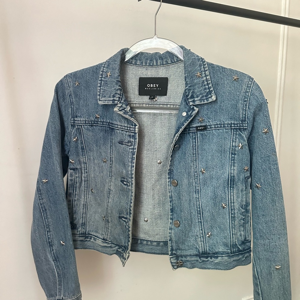 Obey Cropped Denim Jean Jacket //StarStudded